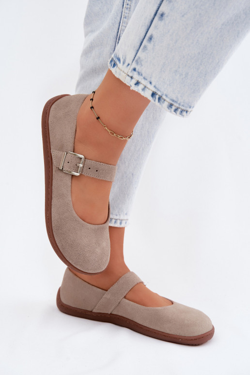 Ballerines en daim cappuccino Zazoo 316