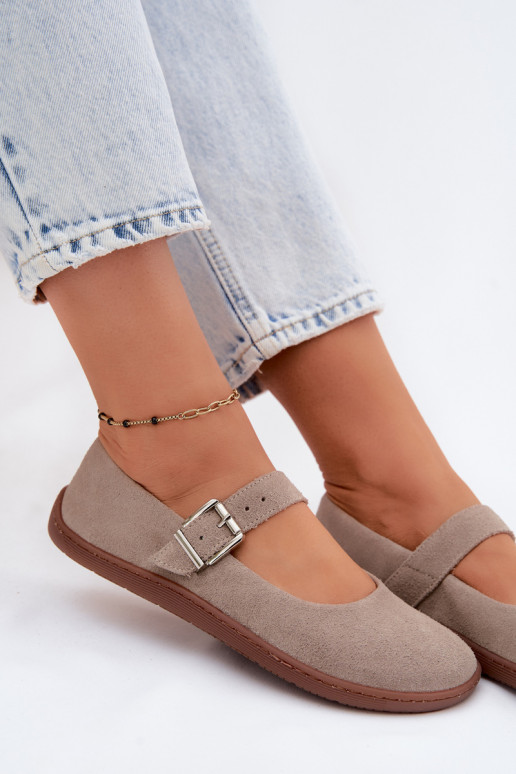 Ballerines en daim cappuccino Zazoo 316