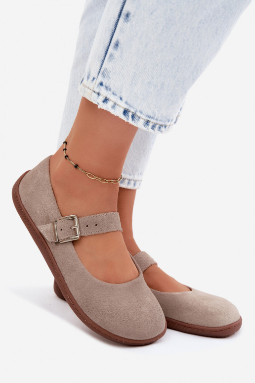 Ballerines en daim cappuccino Zazoo 316
