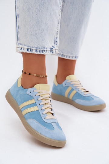 Zazoo N1068 en daim Faible Chaussures modèle baskets Féminin bleu clair 2