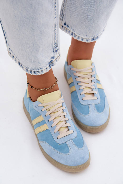 Zazoo N1068 en daim Faible Chaussures modèle baskets Féminin bleu clair