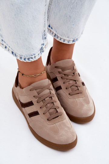 Peau en daim Chaussures modèle baskets Féminin Zazoo N1176S2 beige