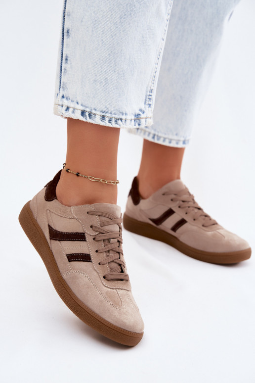 Peau en daim Chaussures modèle baskets Féminin Zazoo N1176S2 beige