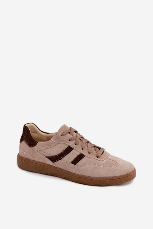 Peau en daim Chaussures modèle baskets Féminin Zazoo N1176S2 beige