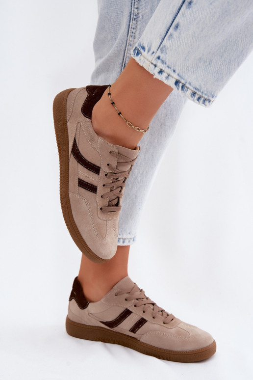 Peau en daim Chaussures modèle baskets Féminin Zazoo N1176S2 beige