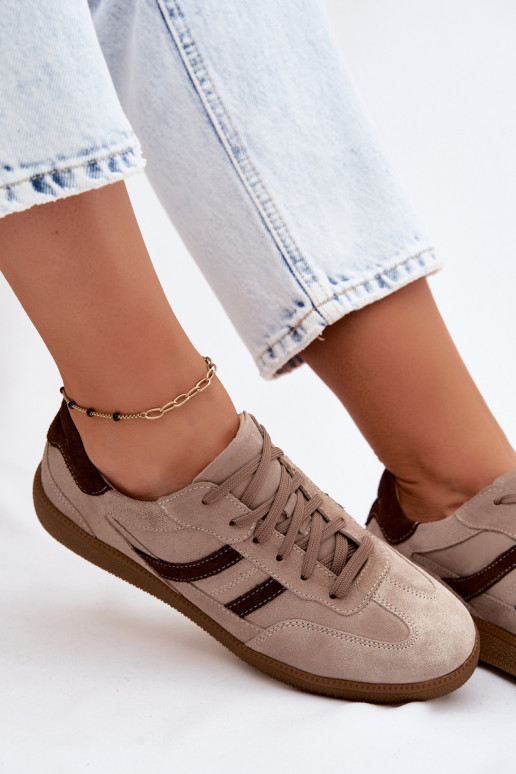 Peau en daim Chaussures modèle baskets Féminin Zazoo N1176S2 beige