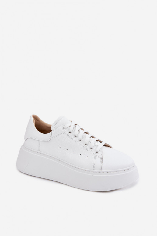 Peau Chaussures modèle baskets Féminin avec une plateforme Zazoo N408S2 couleur blanche
