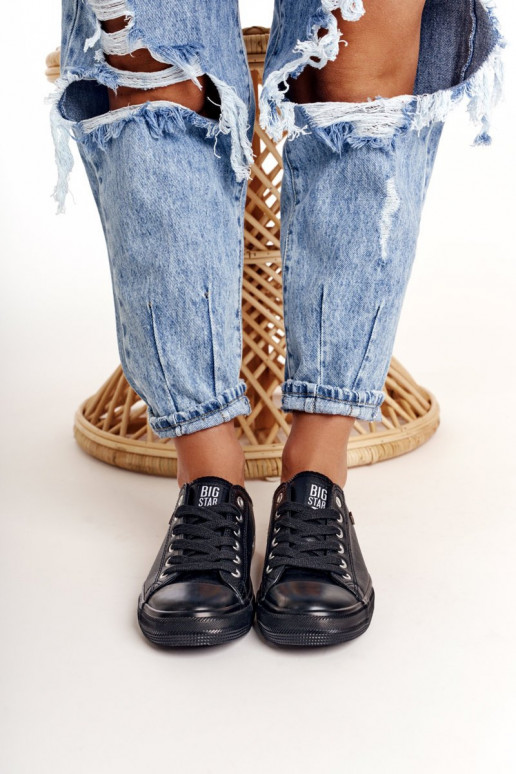 Baskets en cuir pour femme Big Star couleur noire V274871