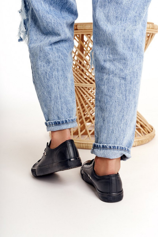 Baskets en cuir pour femme Big Star couleur noire V274871