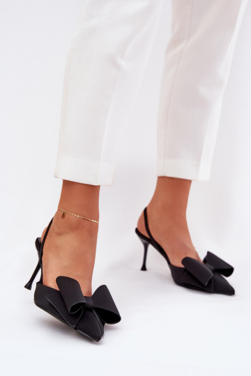 Chaussures à talons hauts noires avec talon ouvert et nœud Eklevia 2