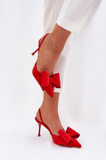 Chaussures à talons hauts rouges avec talon ouvert et nœud Eklevia 2