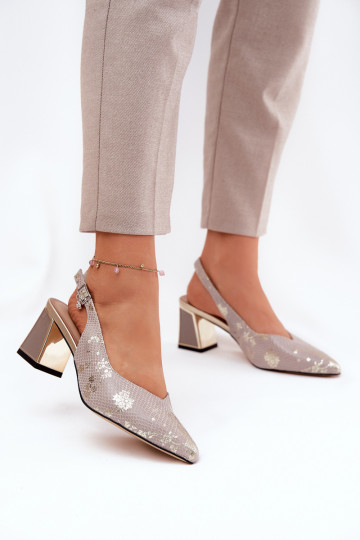 Sandales à talons hauts pour femmes avec bouts pointus or-argent Vinceza 2