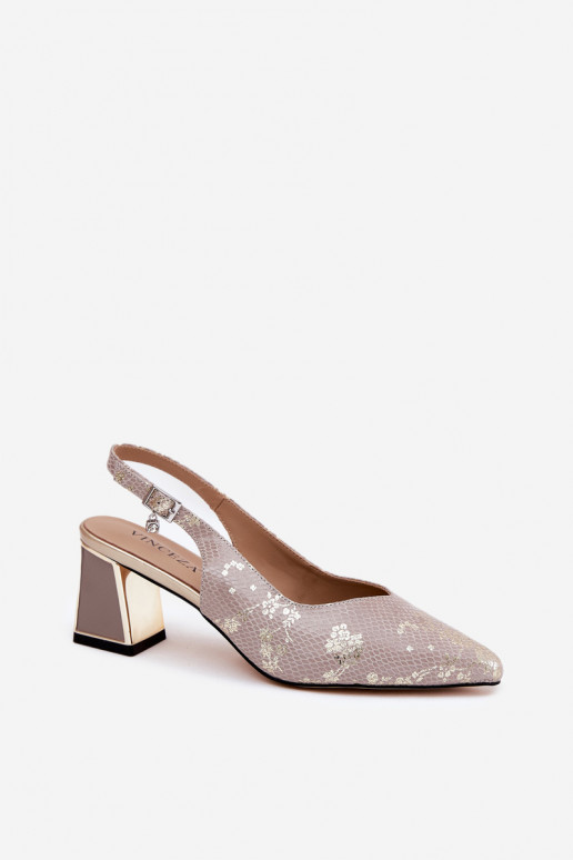 Sandales à talons hauts pour femmes avec bouts pointus or-argent Vinceza