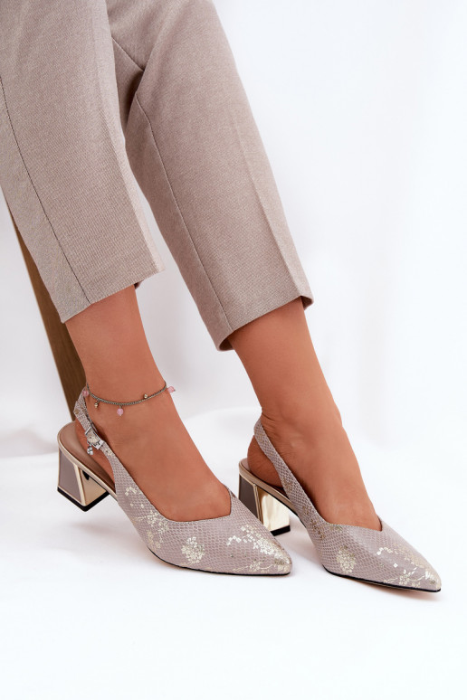 Peau Sandales à talons hauts pour femme Ze Szpiczastymi Noskami Vinceza 66733 or-couleur argent