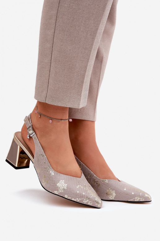 Sandales à talons hauts pour femmes avec bouts pointus or-argent Vinceza
