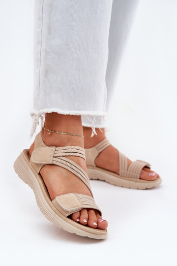 Sandales confortables pour femmes couleur sable avec fermetures adhésives Hallriva 2