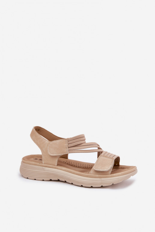Sandales confortables pour femmes couleur sable avec fermetures adhésives Hallriva