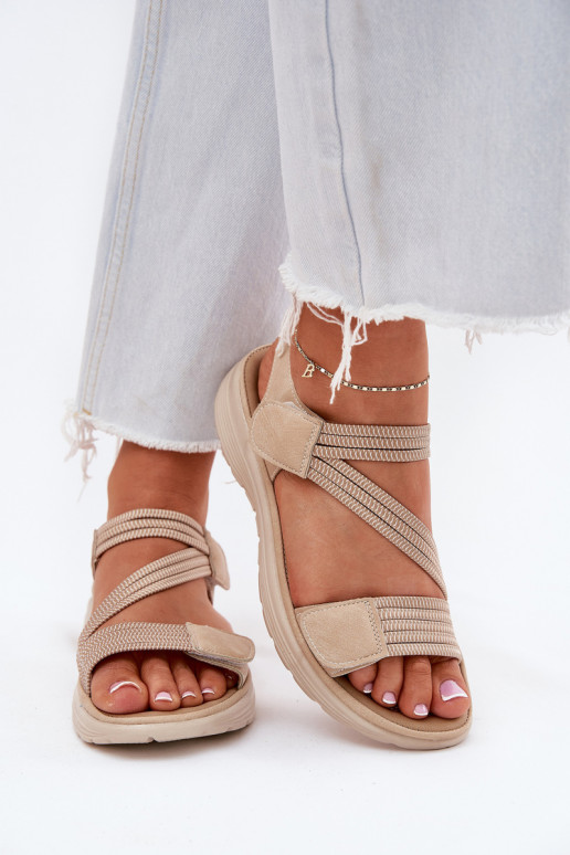 Sandales confortables pour femmes couleur sable avec fermetures adhésives Hallriva