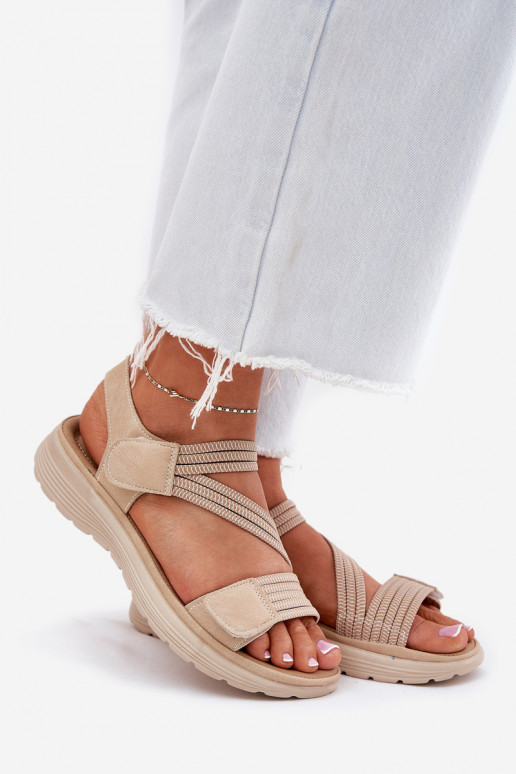 Sandales confortables pour femmes couleur sable avec fermetures adhésives Hallriva