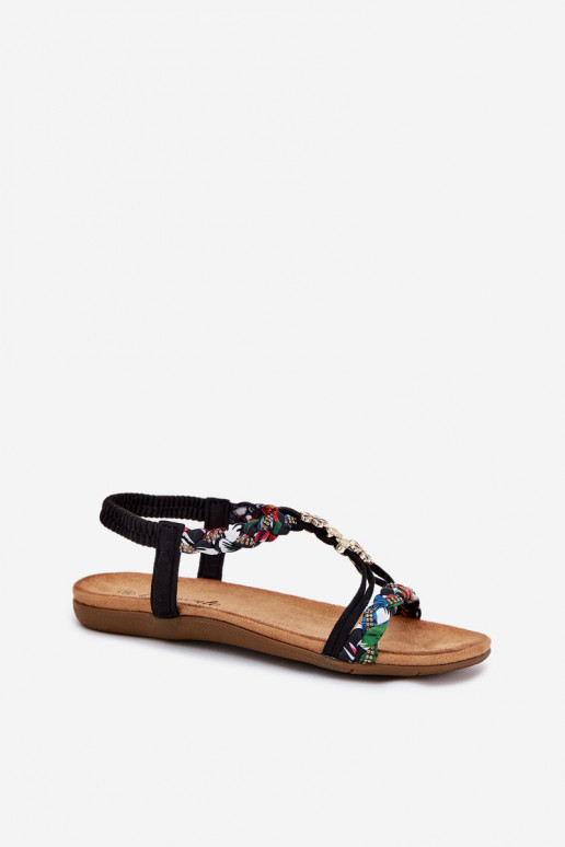 Sandales noires pour femmes avec des lanières Nusoreth
