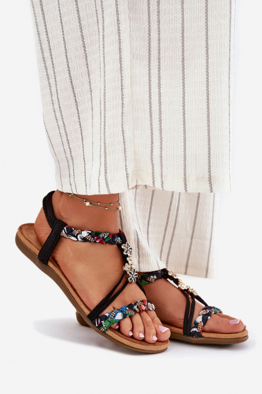 Sandales pour femmesPrzypinkami I Plecionymi Paskami couleur noire Nusoreth