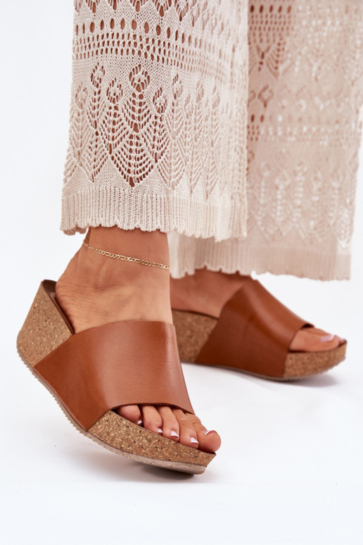 Zazoo 40291 Chaussons en cuir marron pour femmes sur semelle en liège