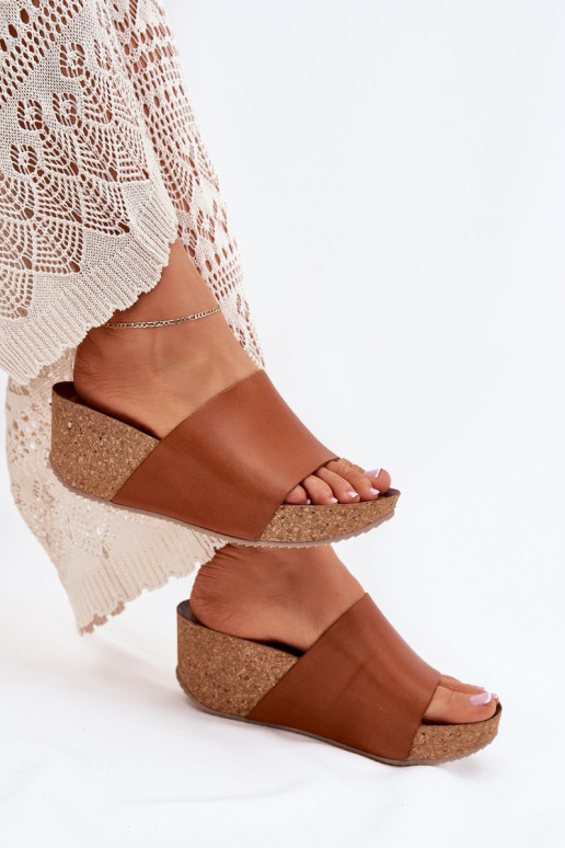 Zazoo 40291 Chaussons en cuir marron pour femmes sur semelle en liège