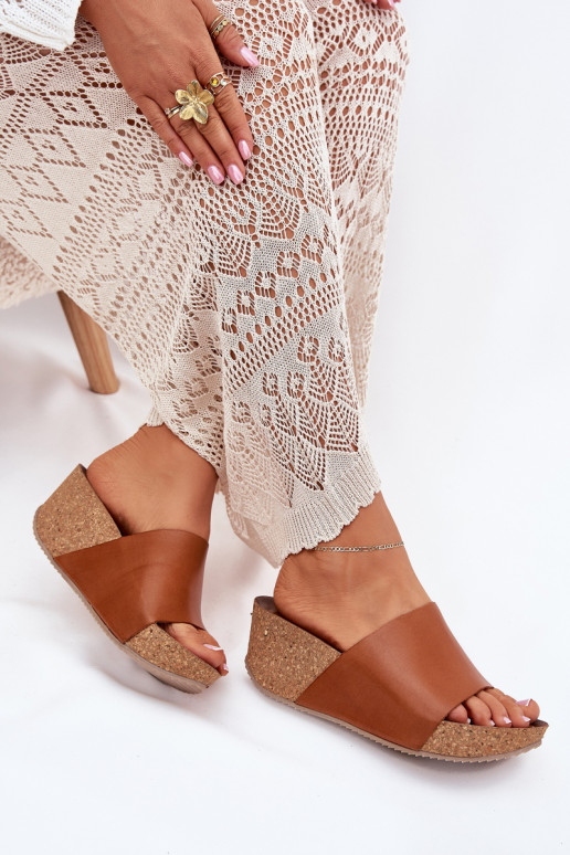 Zazoo 40291 Chaussons en cuir marron pour femmes sur semelle en liège