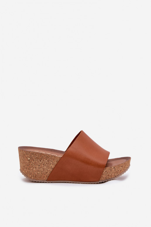 Zazoo 40291 Chaussons en cuir marron pour femmes sur semelle en liège