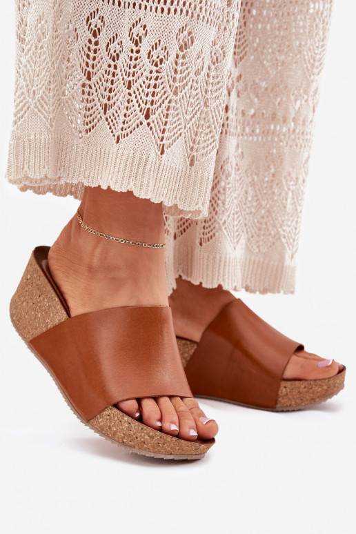Zazoo 40291 Chaussons en cuir marron pour femmes sur semelle en liège