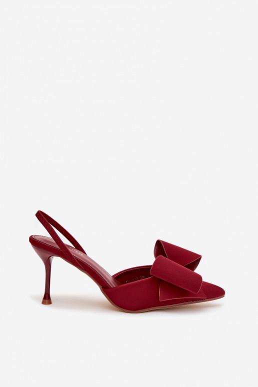 Chaussures à talons hauts bordeaux avec talon ouvert et nœud Eklevia