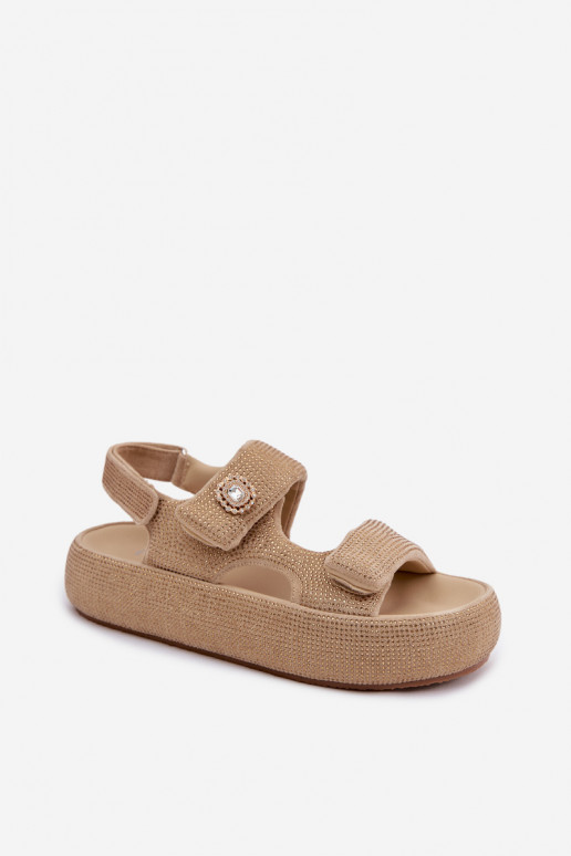 Sandales à plateforme décorées pour femmes GOE TT2N4101 sable