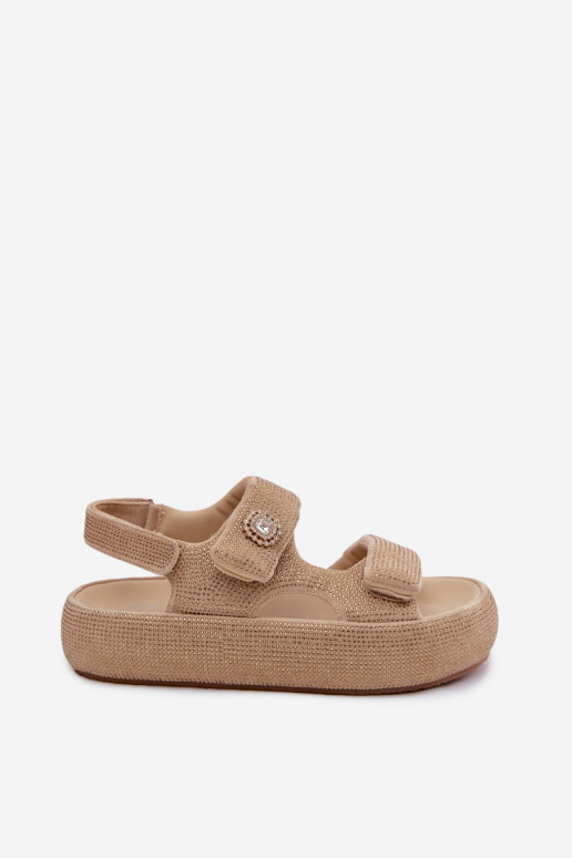Sandales à plateforme décorées pour femmes GOE TT2N4101 sable