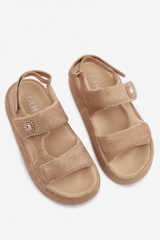 Sandales à plateforme décorées pour femmes GOE TT2N4101 sable