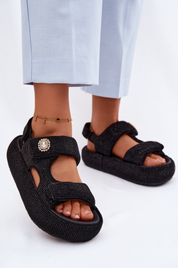Sandales à plateforme décorées pour femmes GOE TT2N4102 noires