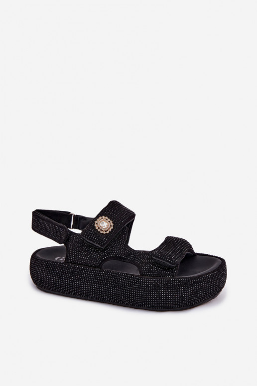 Décoré Sandales pour femmes avec une plateforme GOE TT2N4102 couleur noire