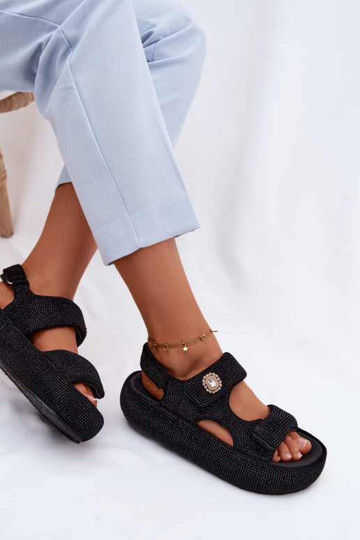 Sandales à plateforme décorées pour femmes GOE TT2N4102 noires