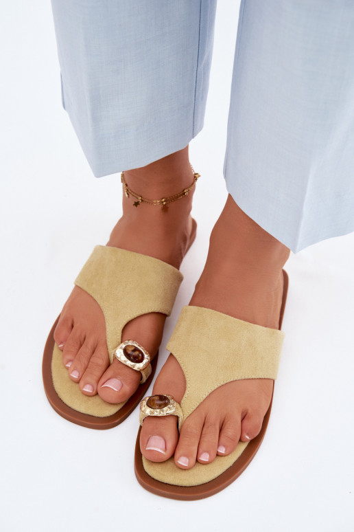 Chaussons pour femmes avec détails décoratifs jaunes Fedira