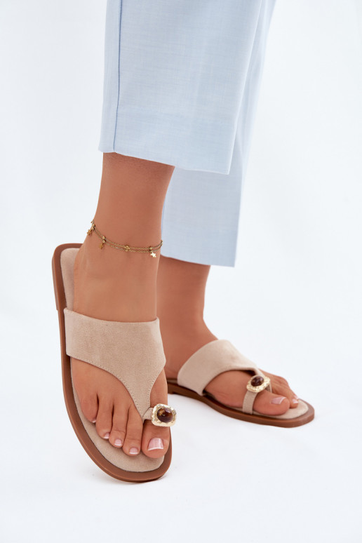 Chaussons pour femmes avec détails décoratifs sable Fedira