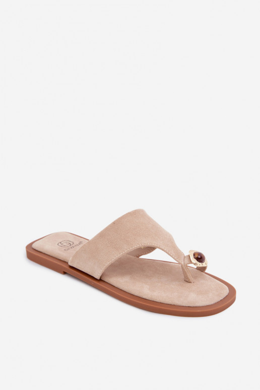 Chaussons pour femmes avec détails décoratifs sable Fedira