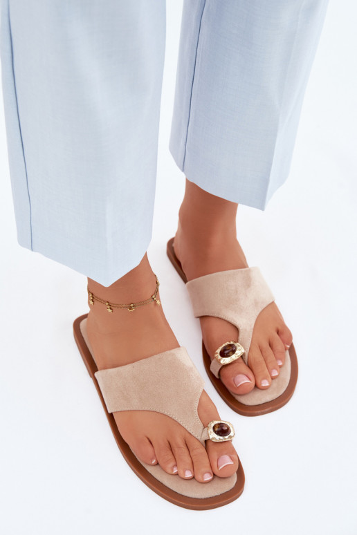 isocèle Chaussons Chaussons Féminin Avec des décorations Detalem beige Fedira