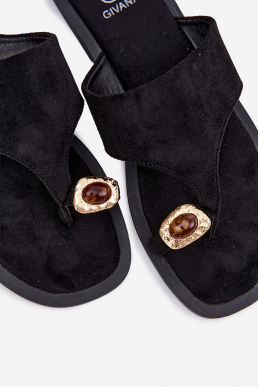 Chaussons pour femmes avec détails décoratifs noirs Fedira
