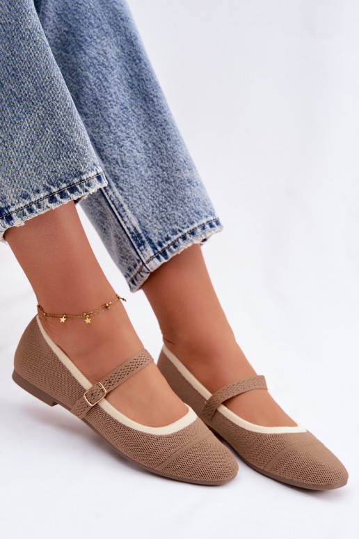 Ballerines en matériau en maille marron Zelisa