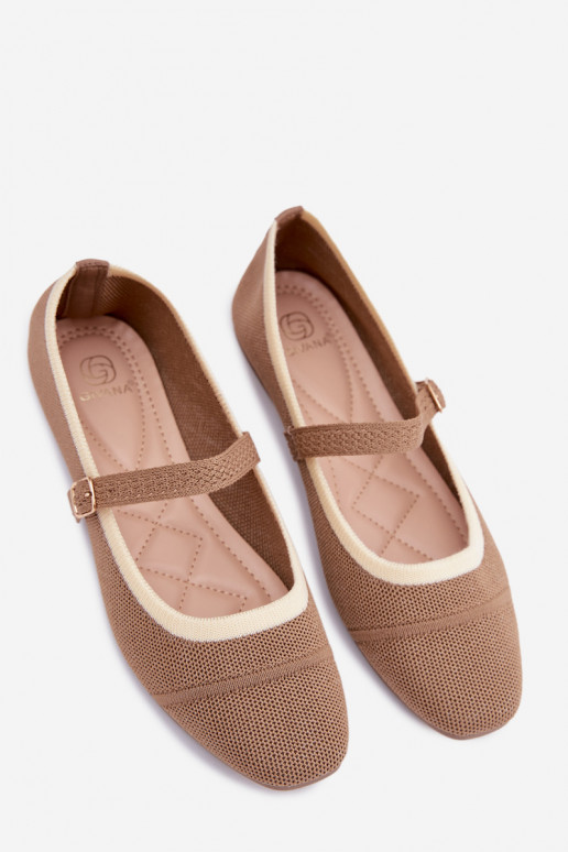 Ballerines en matériau en maille marron Zelisa