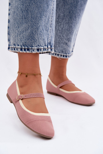 Ballerines en matériau en maille roses Zelisa 2