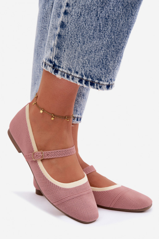 Ballerines en matériau en maille roses Zelisa