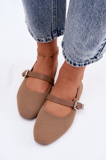 Ballerines en tissu avec sangles et boucles kaki Jelisa