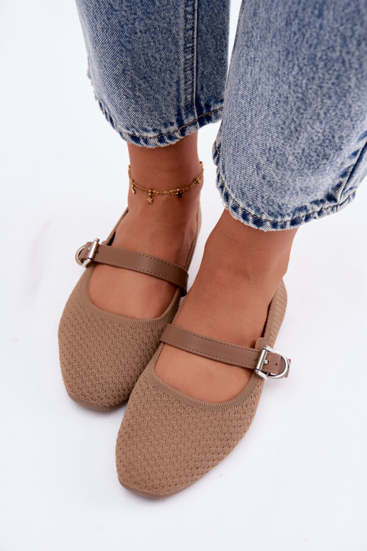 Ballerines en tissu avec sangles et boucles kaki Jelisa