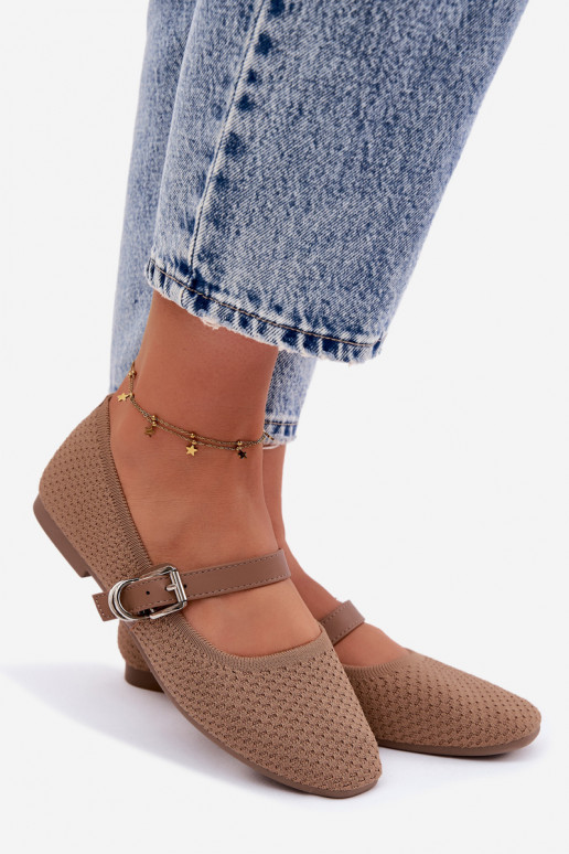 Ballerines en tissu avec sangles et boucles kaki Jelisa