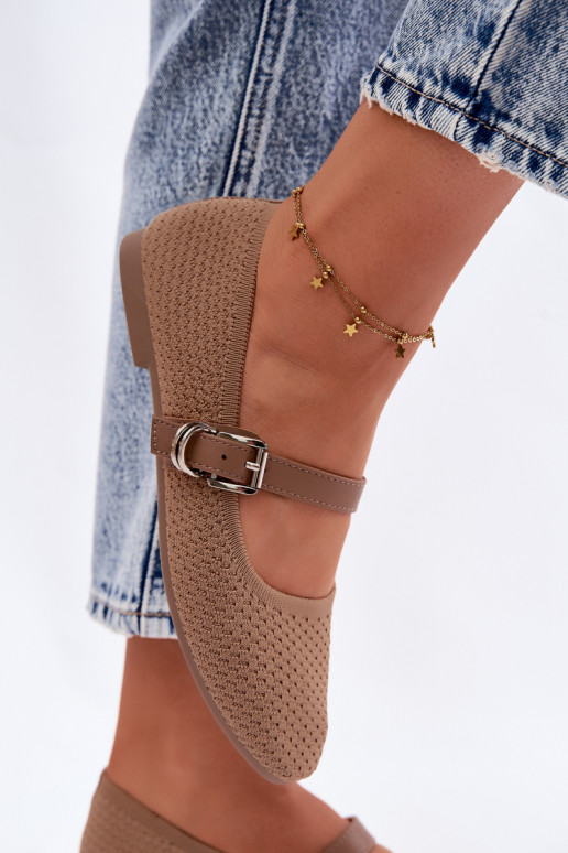 Ballerines en tissu avec sangles et boucles kaki Jelisa